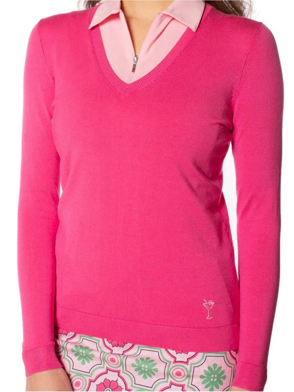 Golftini V-Neck Sweater Hot Pink